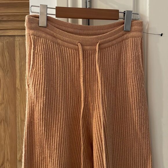 NEW Jonathan Simkhai nina wool cashmere blend ribbed joggers in butterscotch - Picture 3 of 16